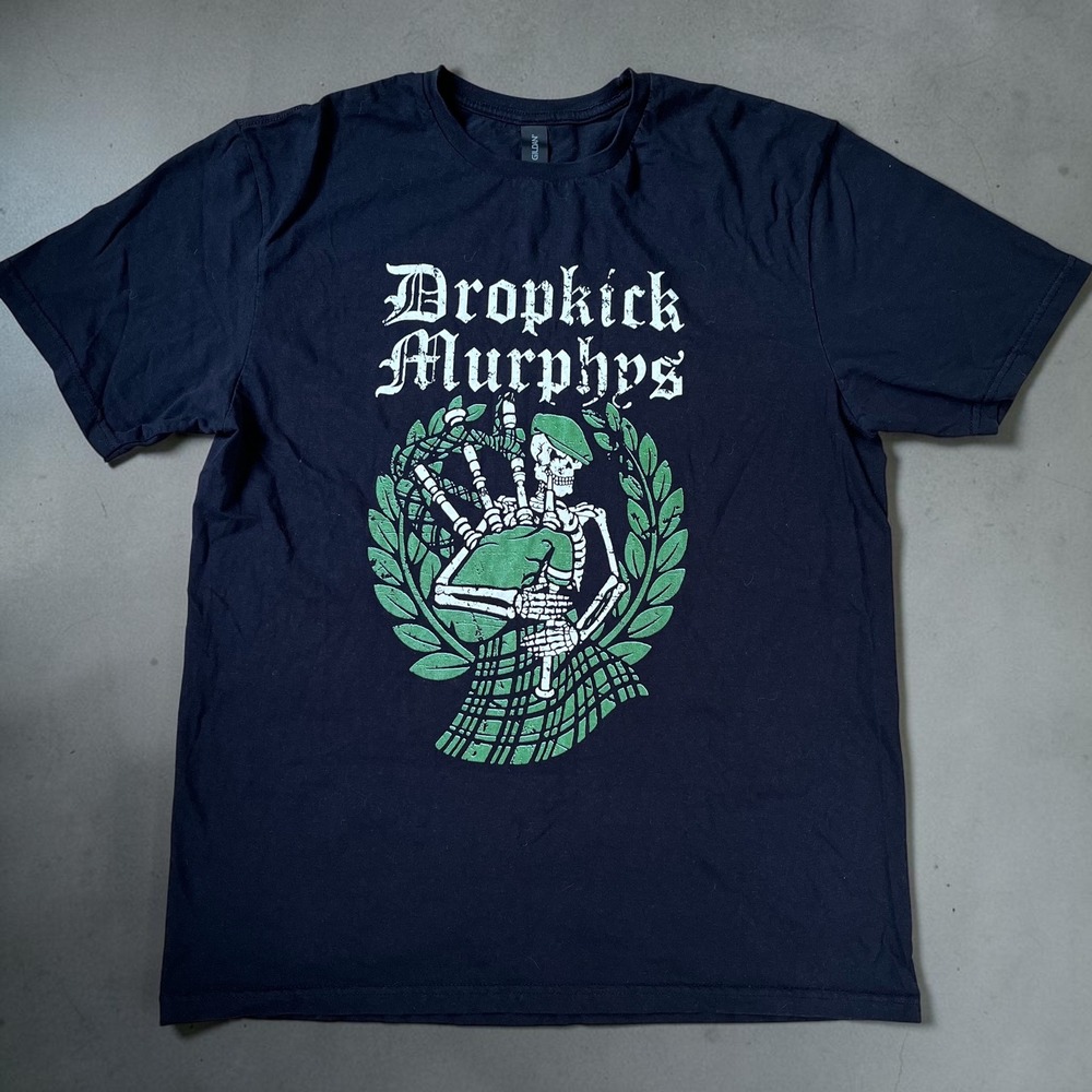 Dropkick Murphys Band T-Shirt Mens Large Black Bagpipe Skeleton Graphic Tee